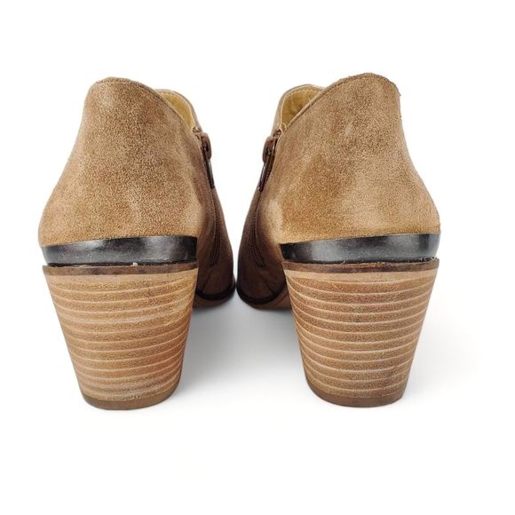 Lucky Brand Landrue Suede Leather Ankle Boots Brown Womens Size 8.5 Block Heels - Picture 7 of 11